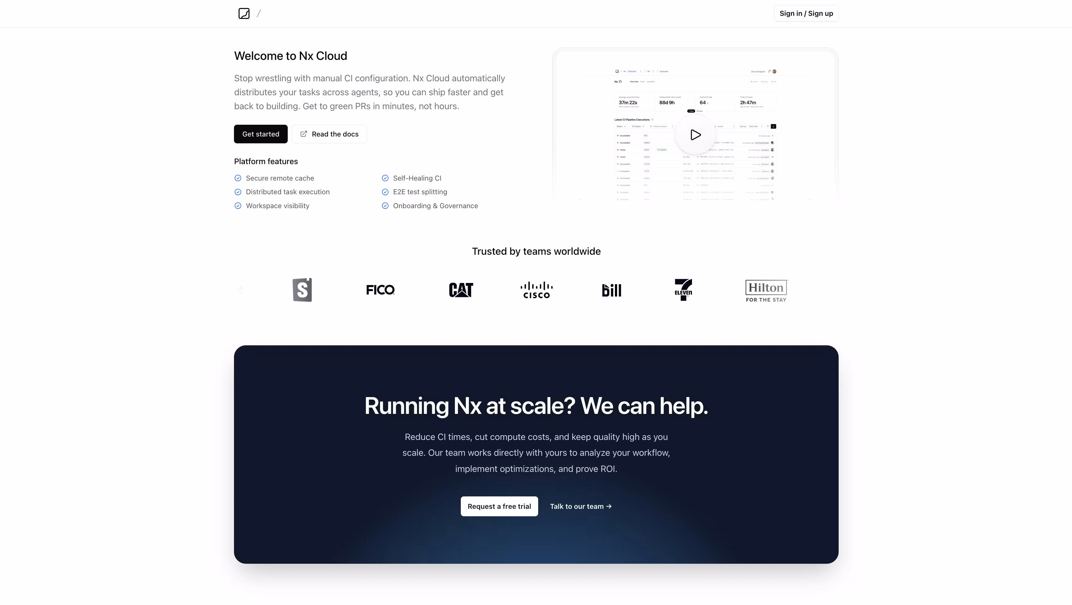 Welcome splash page
