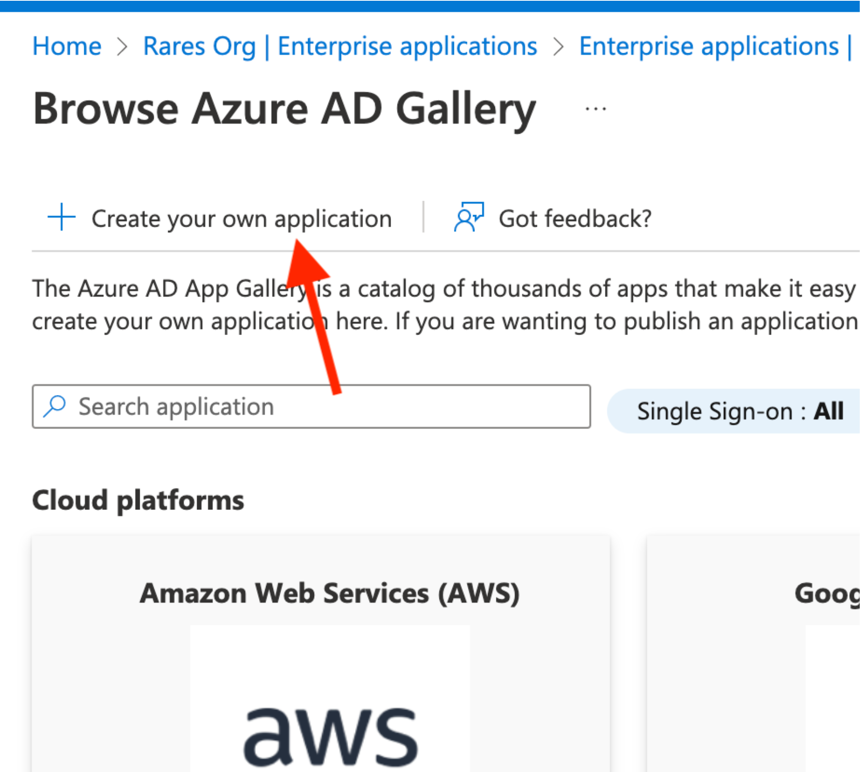 Choose create your own application option