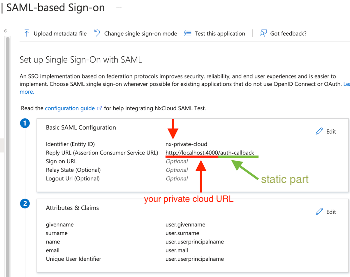 Configure SAML identifier and reply URL