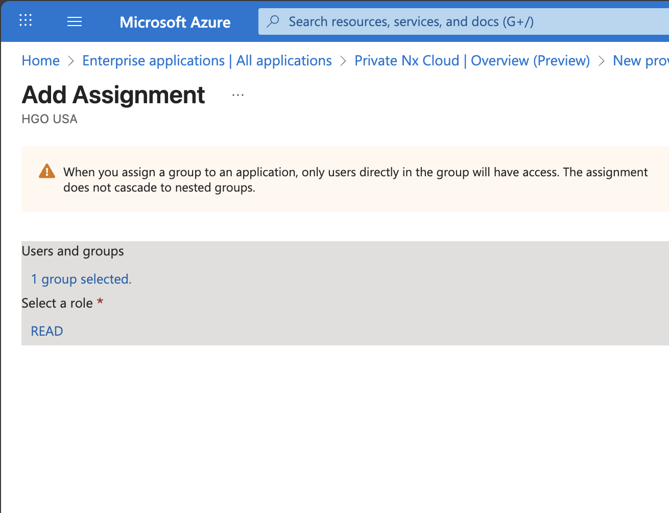 Assign the READ role to the group