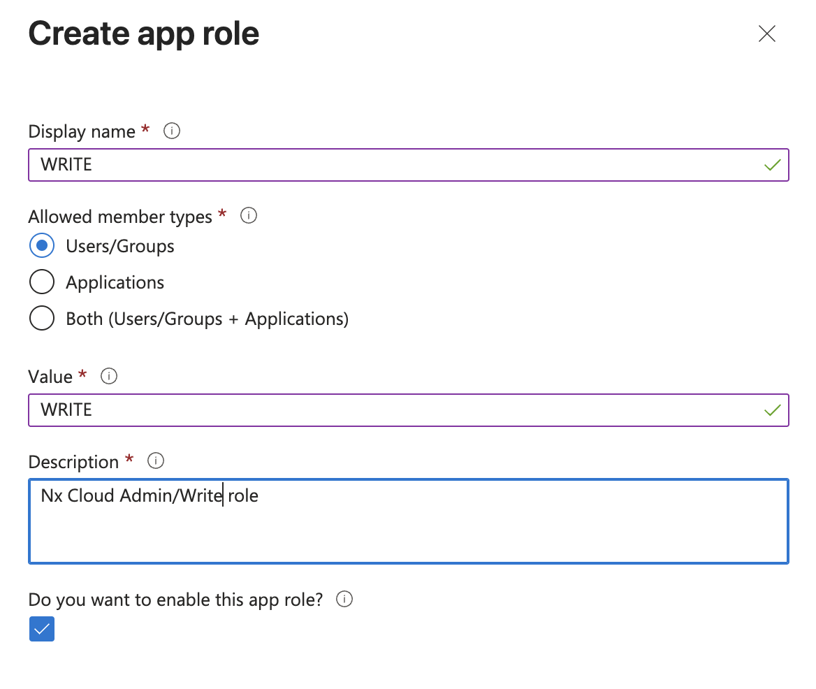 Create the WRITE app role