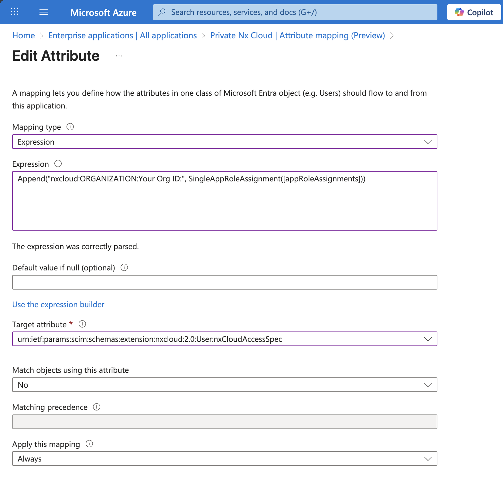 Map the app role assignment to the nxCloudAccessSpec expression