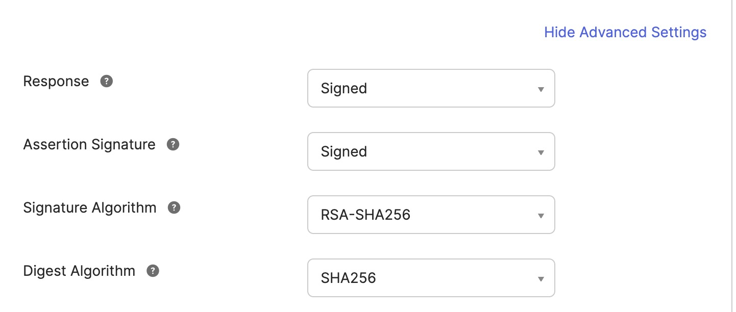 Set Response and Assertion signature settings to Signed
