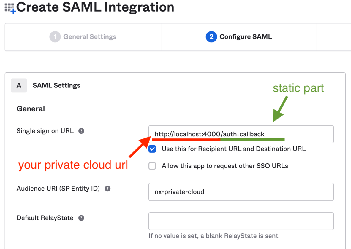 Configure Single Sign On URL and Audience settings